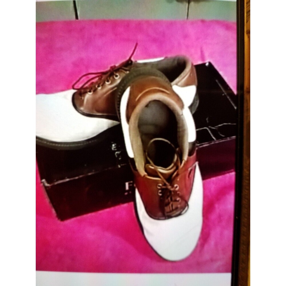 Foot joy men's golf shoes saddle shoes brown and black & white In Box